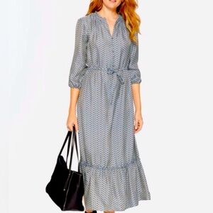 J.McLaughlin Silk Blend Cinch Waist Drawstring Liberty Midi Dress Size XL